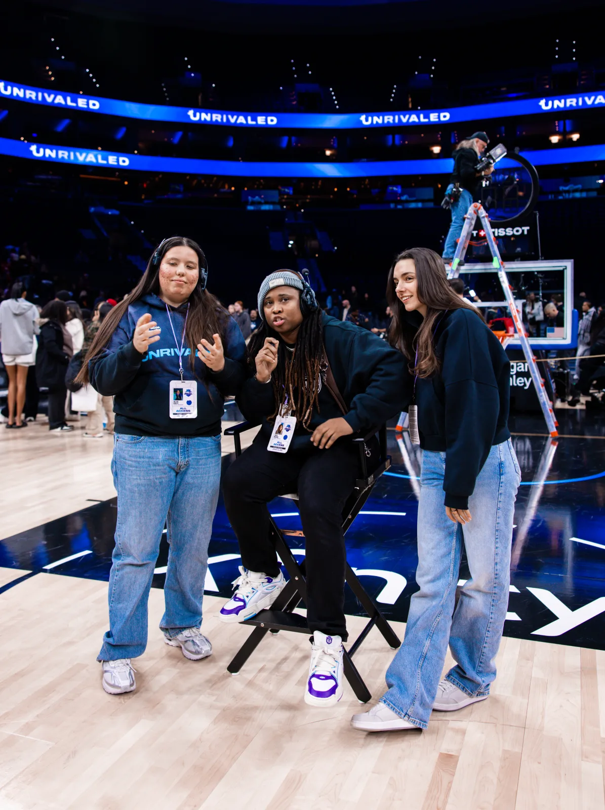 Camilla Flefil with the Unrivaled media team