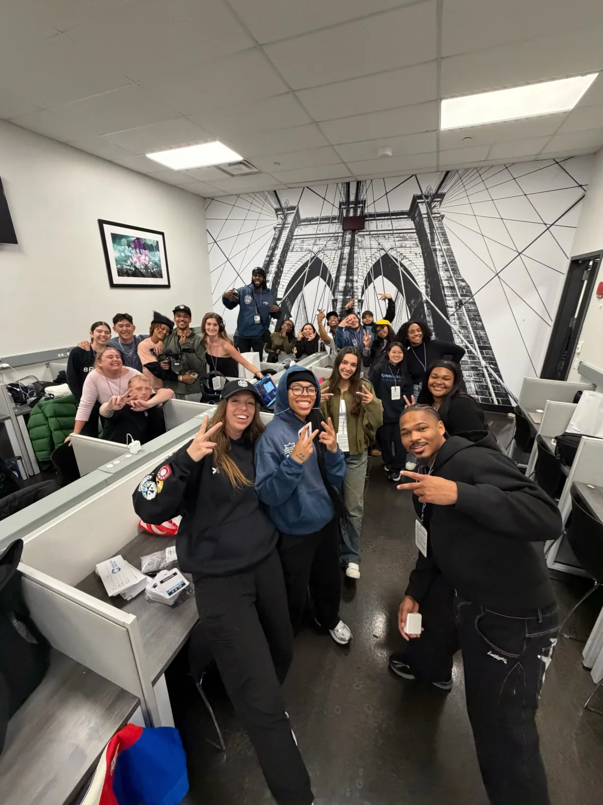 Camilla Flefil with the Unrivaled Basketball office team