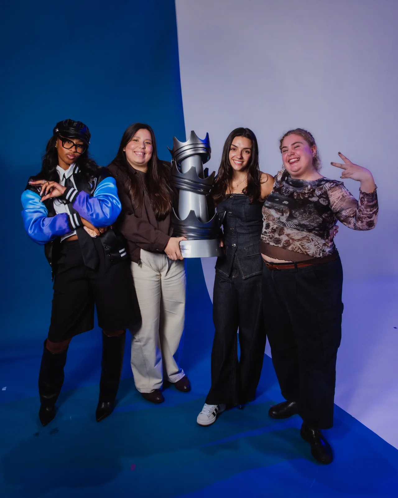 Camilla Flefil celebrating with the Unrivaled championship trophy