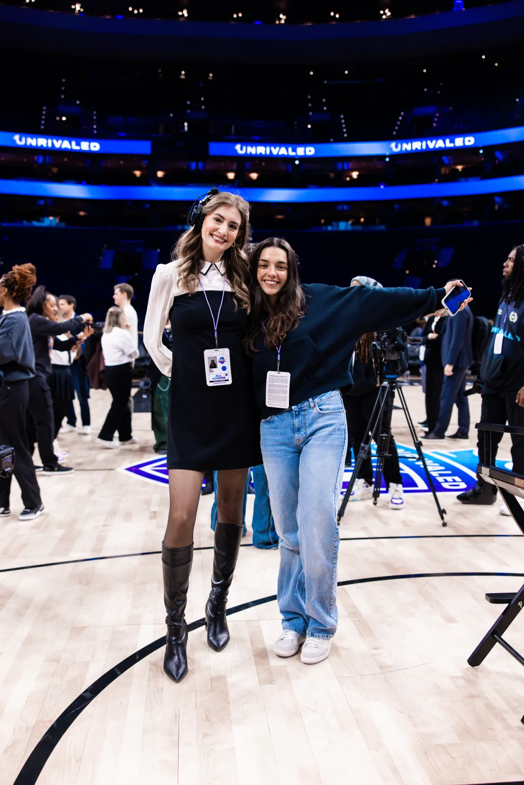 Camilla Flefil with a colleague at Unrivaled Basketball
